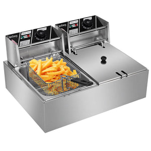 5000W Electric Countertop Deep Fryer Dual Tank Commercial Restaurant 12L