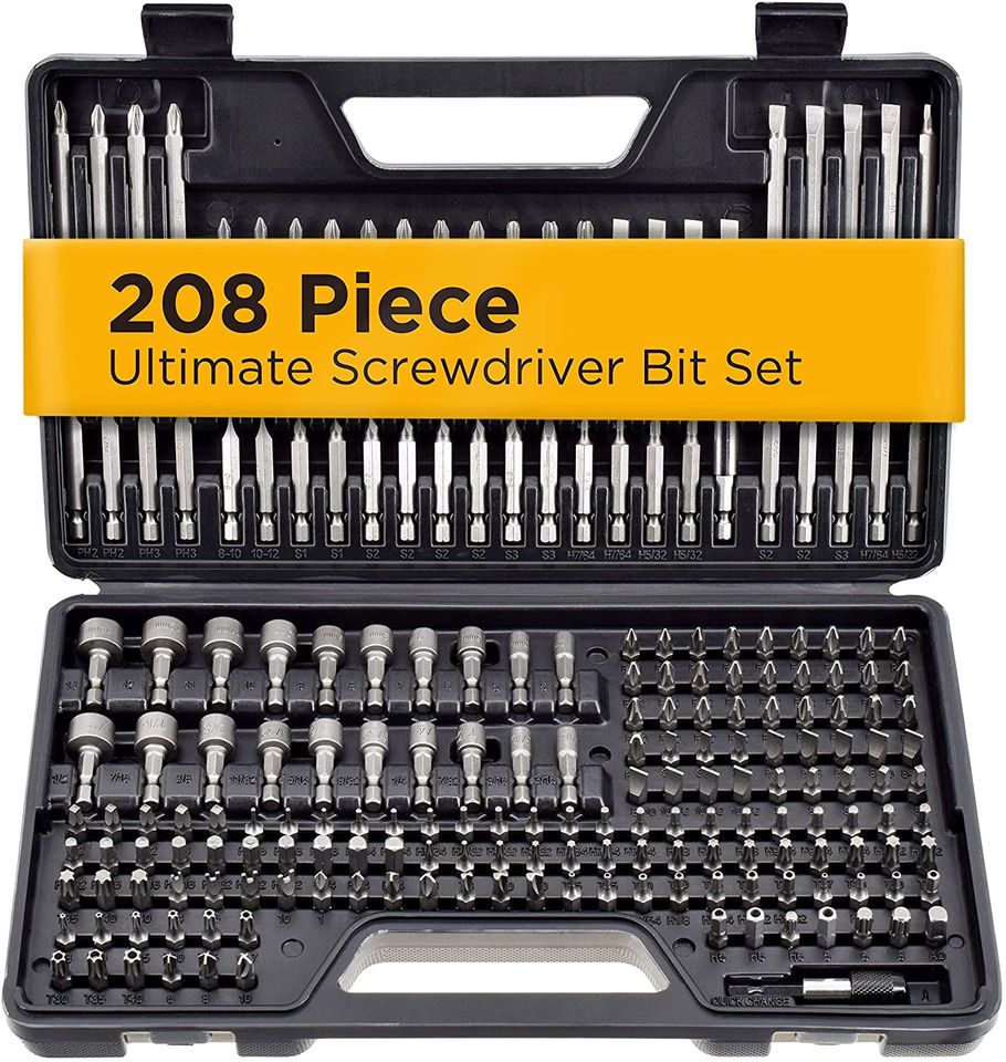 208 Piece Ultimate Screwdriver Bit Set, High Grade Carbon Steel