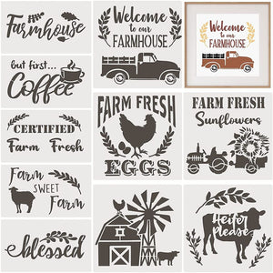 Farmhouse Stencil | 10pcs✅ | Farm Theme Painting Stencils🔥 | 2 Sizes and 10 Patterns✨