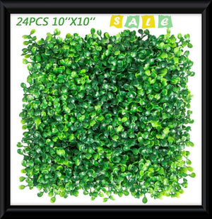 24 pcs 10x10 artificial boxwood mat wall hedge decor privacy fence panel grass