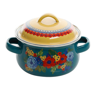 The Pioneer Woman Dazzling Dahlias 1-Quart Mini Dutch Oven, Set of 2