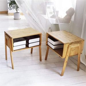 Set of 2 Beautiful Bamboo Stackable End Tables, Living Room Nightstand, Bedside Tables indoor