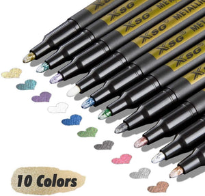 Set of 10 Metallic Marker Pens Permanent Markers DIY Crafts