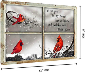 🐦Cardinal Bird Outside The Window Tin Sign, 12"x8"