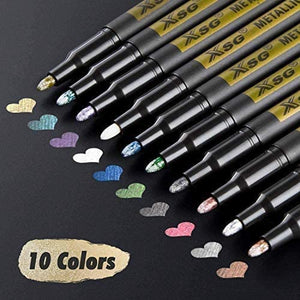 Set of 10 Metallic Marker Pens Permanent Markers DIY Crafts