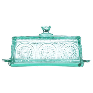 The Pioneer Woman Adeline Glass Butter Dish with Salt And Pepper Shaker Set, Turquoise