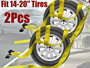 Tire Basket Straps Car and Truck Hauler fit 14-20" Tow Dolly Tire Wheel 2 pack