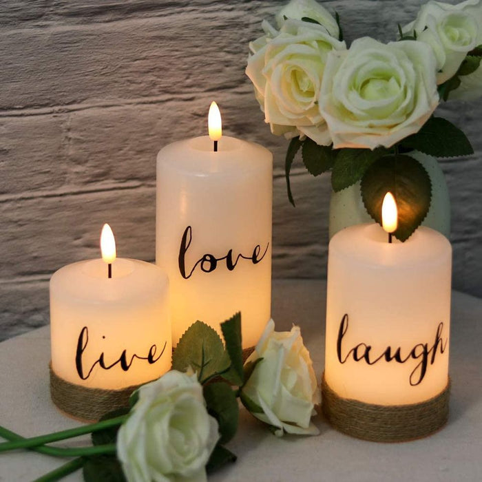 Pack of 3 Battery Flameless Candles with 10-Key Remote Timer, Real Wax Pillar LED Candles