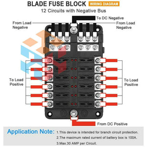 ⚡NEW⚡ 12-Way Blade Fuse Box Block Holder LED Indicator 12V 32V Auto Marine Waterproof
