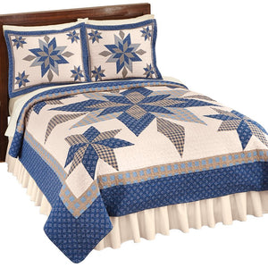 Reversible Navy Star Patchwork Quilt - King