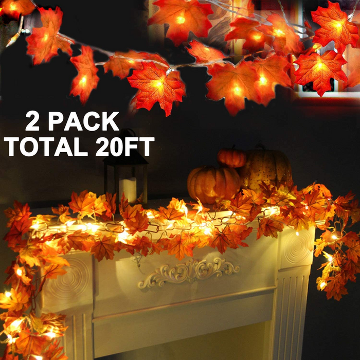 2 Pack Fall Decor Enlarged Maple Leaves Fall Lights