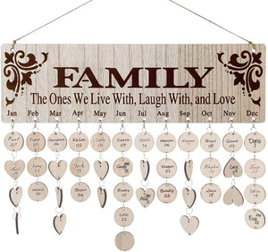 Wooden Family Birthday Reminder Calendar Board Decorative Wall Hanging 100 Wood Tags