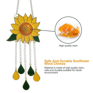 11.8" Sunflower Wind Chimes Outdoor Yard Garden Home Decor Ornament Hanging SunCatcher