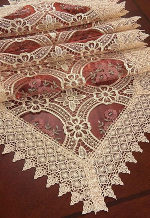 Vintage Embroidered Lace Table Runners | 16 × 48 Inch