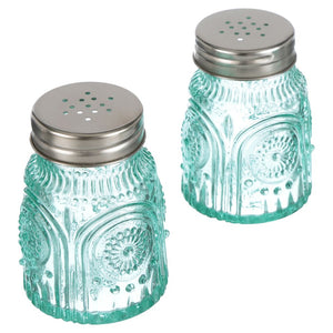 The Pioneer Woman Adeline Glass Butter Dish with Salt And Pepper Shaker Set, Turquoise