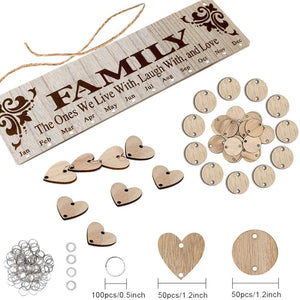 Wooden Family Birthday Reminder Calendar Board Decorative Wall Hanging 100 Wood Tags