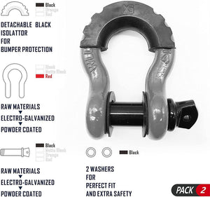 2 Pack Shackles 3/4" D Ring Shackle Rugged Off Road