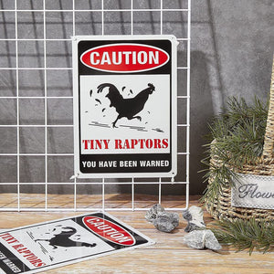 2 Pack 7x10 inches Aluminum Funny Chicken Coop Signs, Caution Tiny Raptors Sign