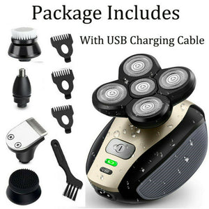 5 IN 1 4D Rotary Electric Shaver Rechargeable Bald Head Shaver Beard Trimmer