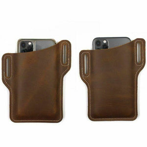 🔥 NEW | Men Cell Phone Belt Pack Bag Loop Waist Holster Pouch Case Cowhide Leather