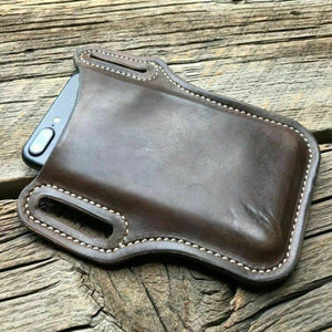 🔥 NEW | Men Cell Phone Belt Pack Bag Loop Waist Holster Pouch Case Cowhide Leather