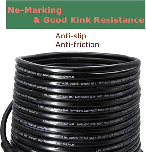 1/4 Inch 3000 PSI 25FT High Pressure Washer Hose Kink Resistant Replacement with M22-14mm
