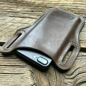 🔥 NEW | Men Cell Phone Belt Pack Bag Loop Waist Holster Pouch Case Cowhide Leather