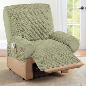 Diamond Quilted Stretch Recliner Cover with Storage Sage Recliner