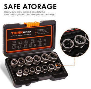Impact Bolt & Nut Remover Set, 13+1 Pieces Bolt Extractor Tool Set, Stripped Lug Nut Remover
