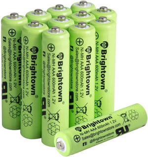 Pack of 12 rechargeable AAA batteries, 600mAh 1.2V for solar lights