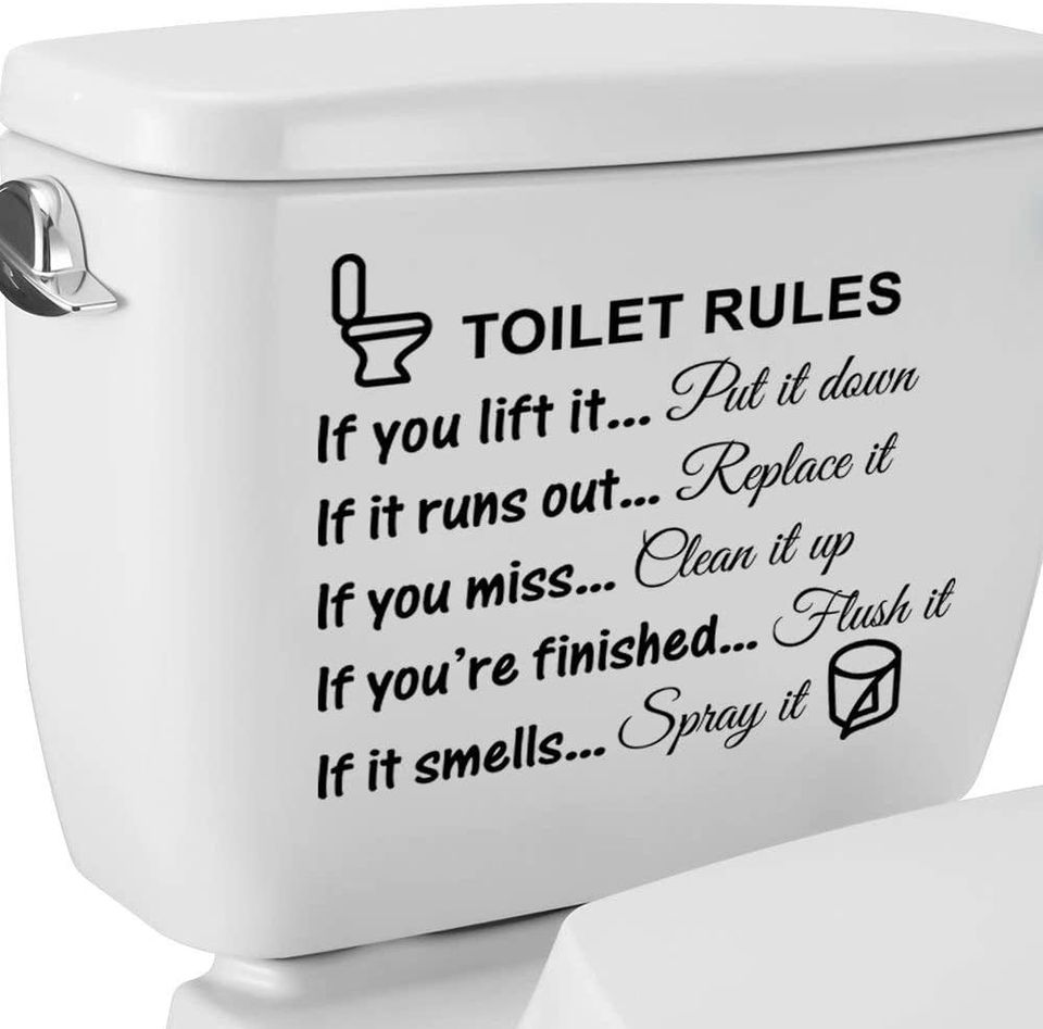💥GRAB IT NOW 🚽Toilet Rules Wall Quotes Stickers