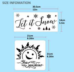 8pcs Reusable Painting Stencils DIY Art Home Decor Drawing Templates Christmas Word Letter Stencil