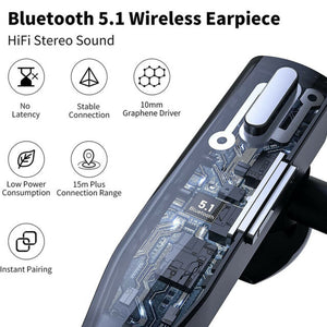 Trucker Wireless Headset Bluetooth 5.1 Earpiece Dual Mic Earbud Noise Cancelling