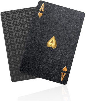 LUXURY Waterproof Black PVC Playing Cards, Poker Cards, HD, Deck of Cards Black w/Gold Foil NEW