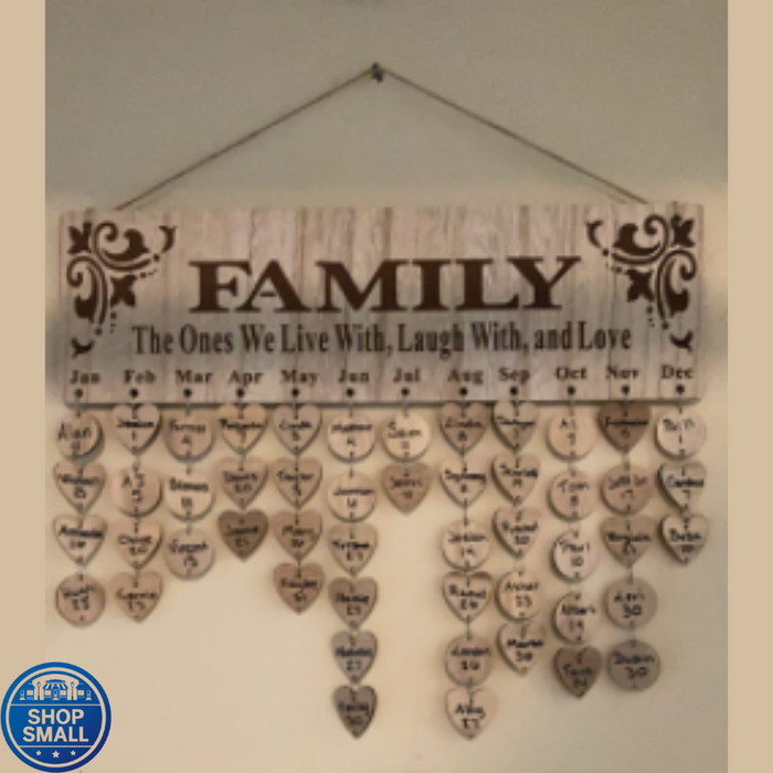 Wooden Family Birthday Reminder Calendar Board Decorative Tracker