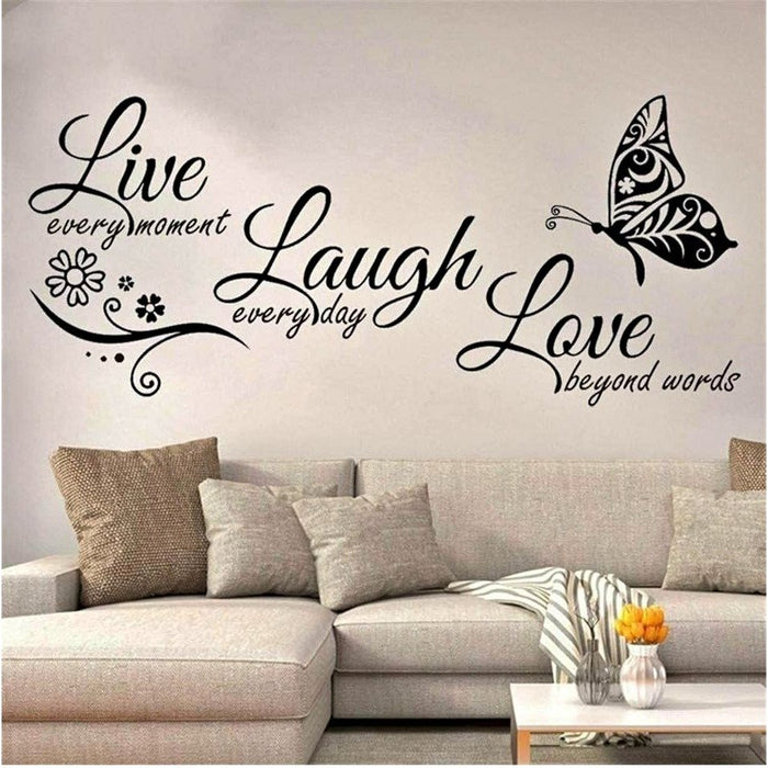 Live Laugh Love Butterfly Flower Home Decor Wall Art Sticker Decals