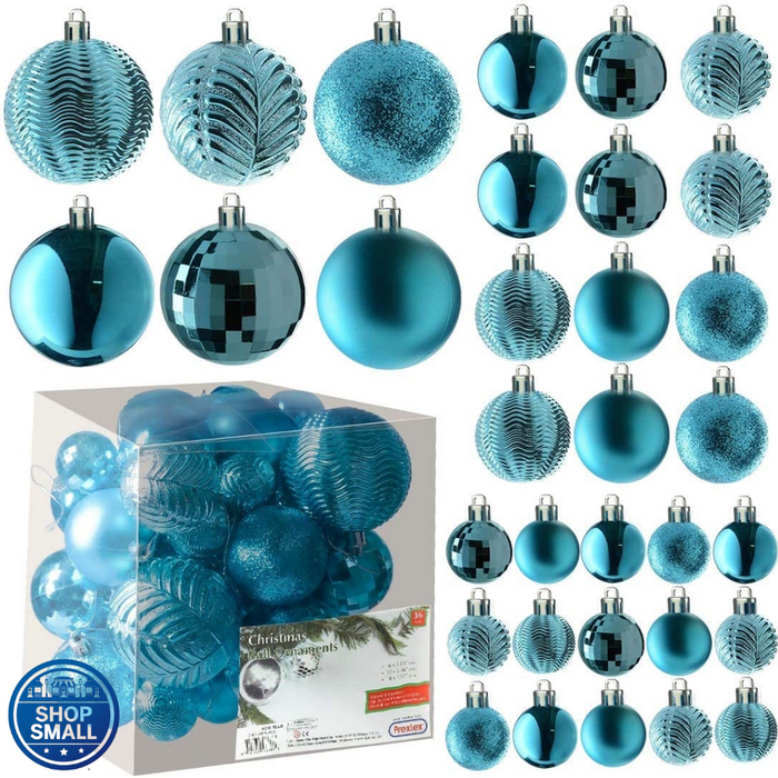 36 Pieces Blue Christmas Ball Ornaments for Christmas Decorations