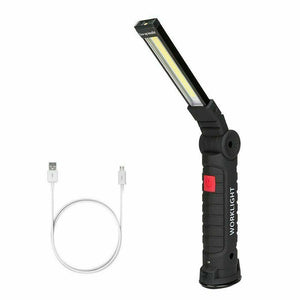 2 Pack Mechanic Magnetic Rechargeable COB LED RED Work Light Lamp Flashlight Folding Torch