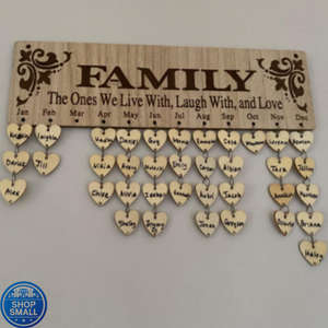 Wooden Family Birthday Reminder Calendar Board Decorative Tracker