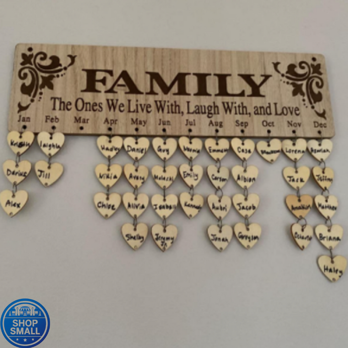 Wooden Family Birthday Reminder Calendar Board Decorative Tracker