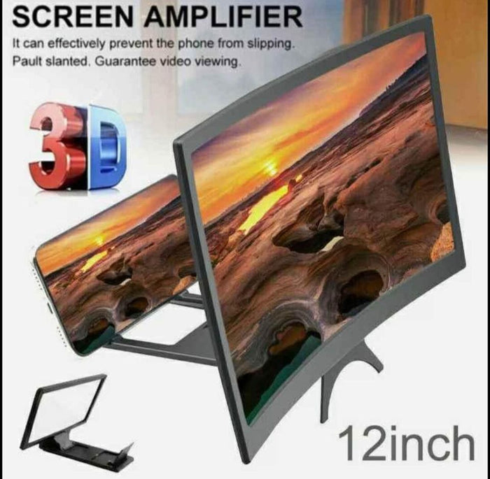 12 inch Cell Phone Movie Curved Screen Enlarge Magnifier HD Portable Projector Amplifier