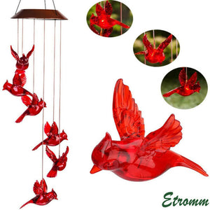 Solar Wind Chimes Lights LED Birds Color Changing Hanging Lamp Garden Home Decor