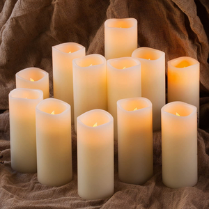 Set of 12 Flameless Candles Battery Operated LED Pillar Real Wax Electric Unscented Can Candles with Remote Control