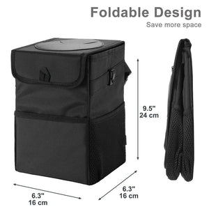 Foldable and portable car trash can - black