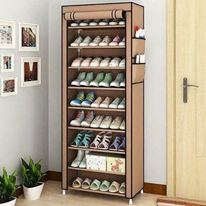 Dustproof 10 Layer Shoes Cabinet Storage Organiser Shoe Rack Free Standing Space