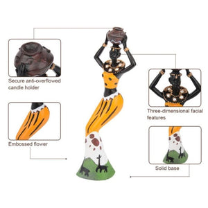 3pc, 7.5" African Statue Collectible Decor, Exotic Tribal Lady African Art Piece, Home Decoration