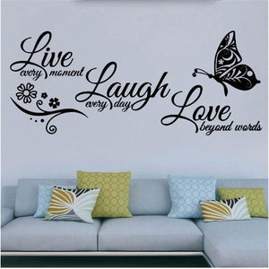 Live Laugh Love Butterfly Flower Home Decor Wall Art Sticker Decals