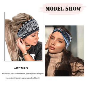 🔥 Boho Stretch Wide Hair Bands l Black l Knotted Turban for Women l 3 Pcs