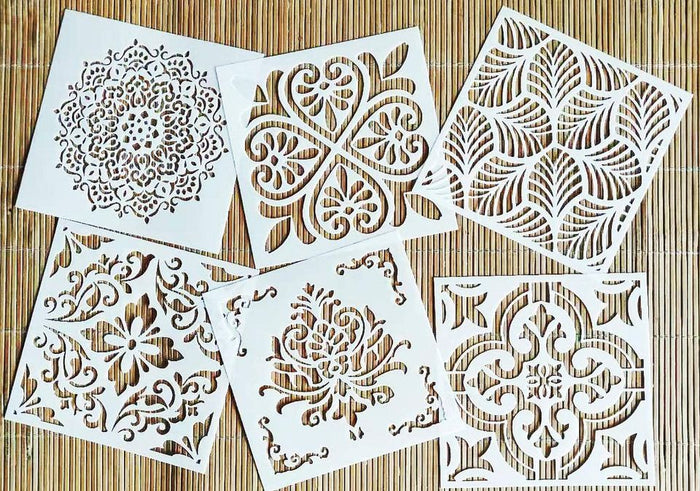 6 Set of Reusable Stencil Laser Cut Painting Template Floor Wall Tile Fabric Furniture