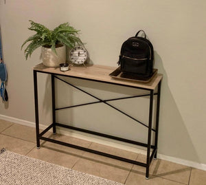 Narrow Console Tables for Entryway, Skinny Sofa Tables,Oak